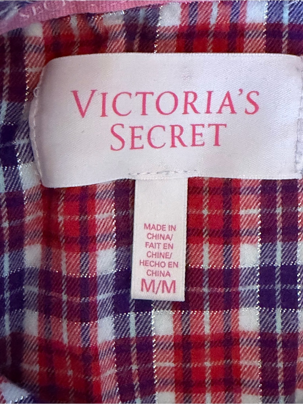 Victoria's Secret Red Plaid Pajama Set - Button-Up Top & Drawstring Pants cotton - Picture 2 of 15